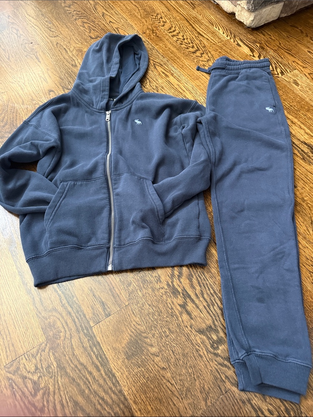 abercrombie kids navy zip hoodie and joggers set